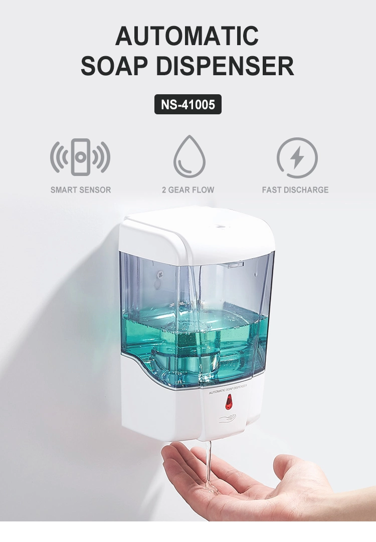 Smart Public Washroom Touchless Sensor Wall Mounted Liquid Soap Dispenser Large Capacity 700ml Adapter Battery Powered Hand Sanitizer Dispenser