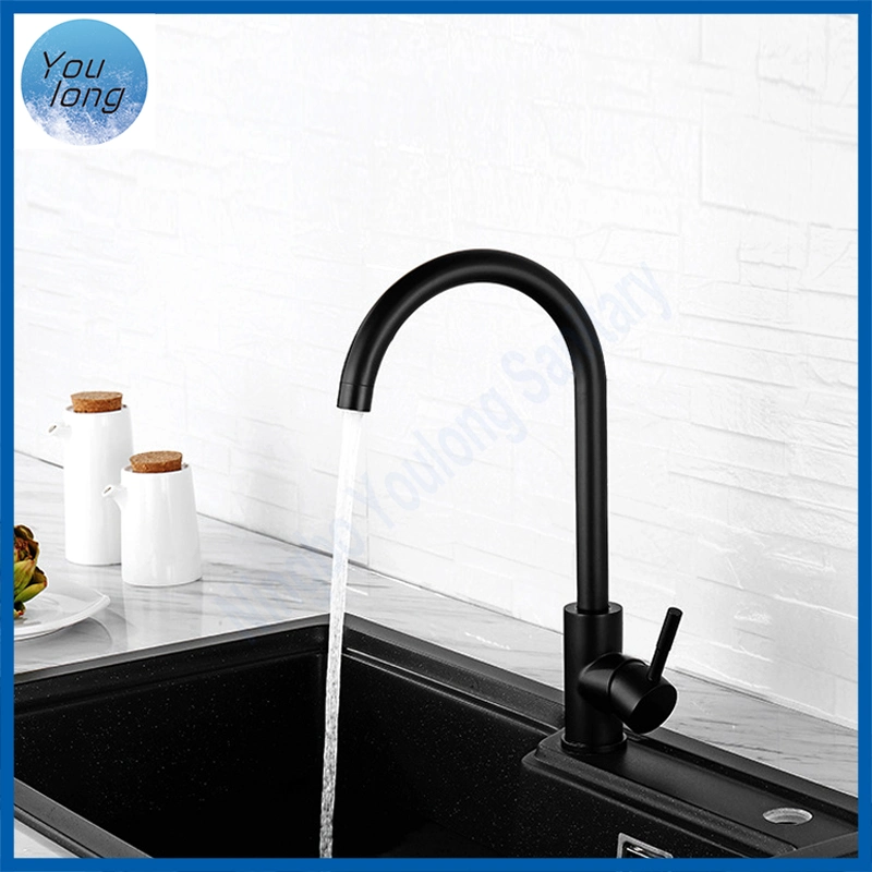 SS304 Hot and Cold Single Handle Kitchen Black Mixer Tap Cheap Faucet